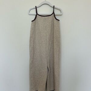 Zara Kids Tan Jumpsuit with Dark Brown Trim